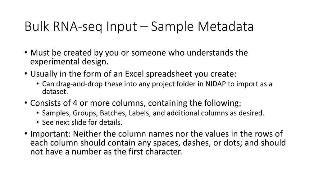bulk rna seq input sample metadata