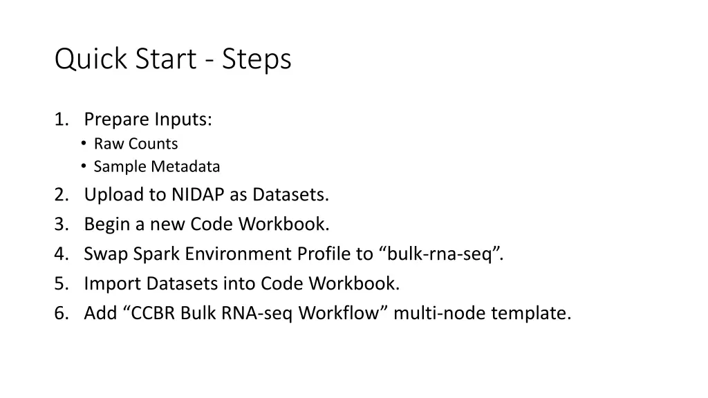 quick start steps