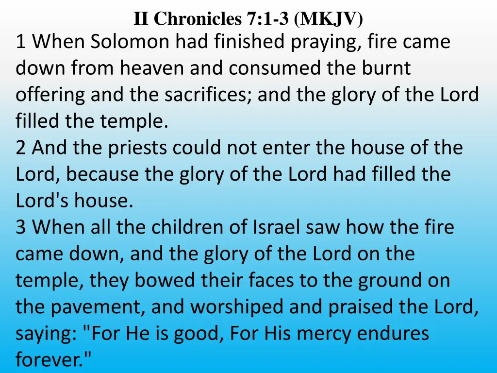ii chronicles 7 1 3 mkjv