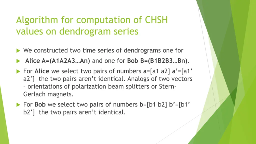 algorithm for computation of chsh values