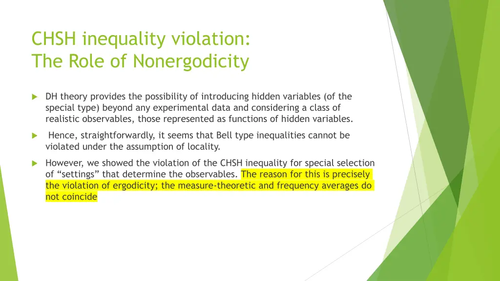 chsh inequality violation the role