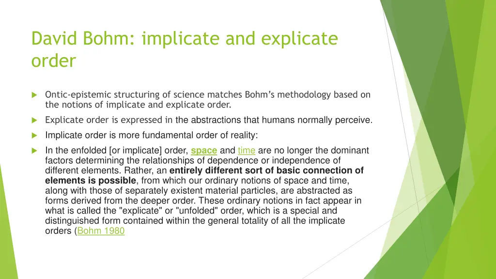 david bohm implicate and explicate order