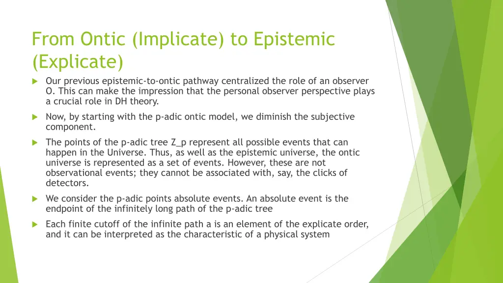 from ontic implicate to epistemic explicate
