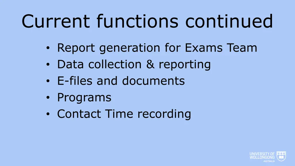 current functions continued