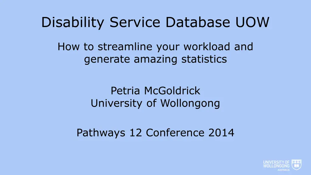 disability service database uow