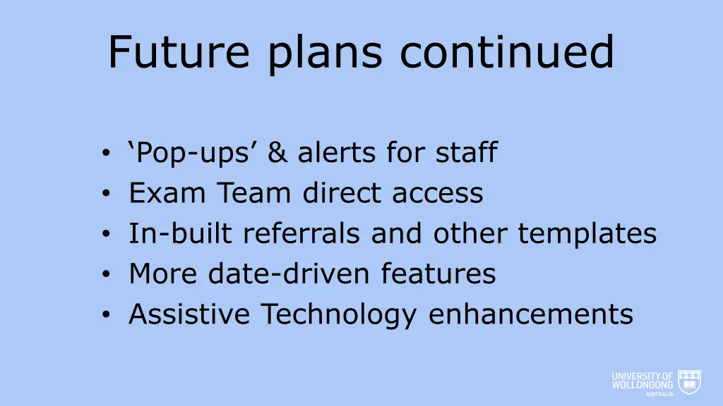 future plans continued