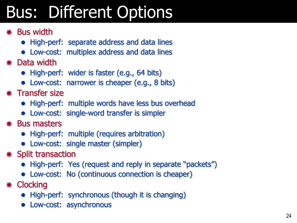 bus different options
