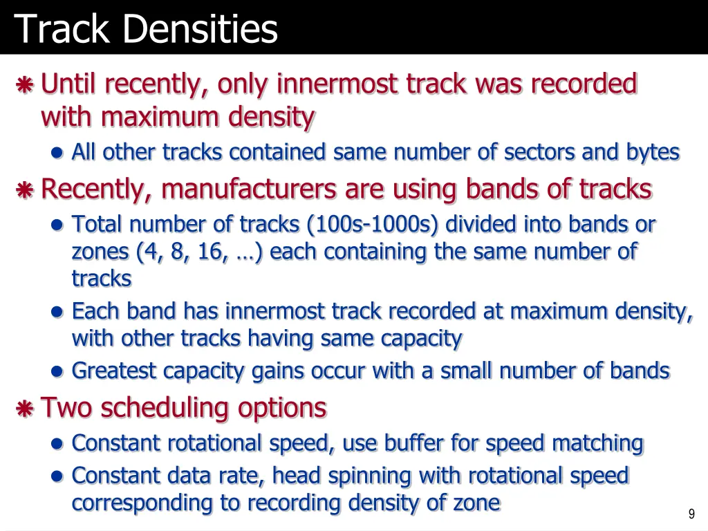 track densities