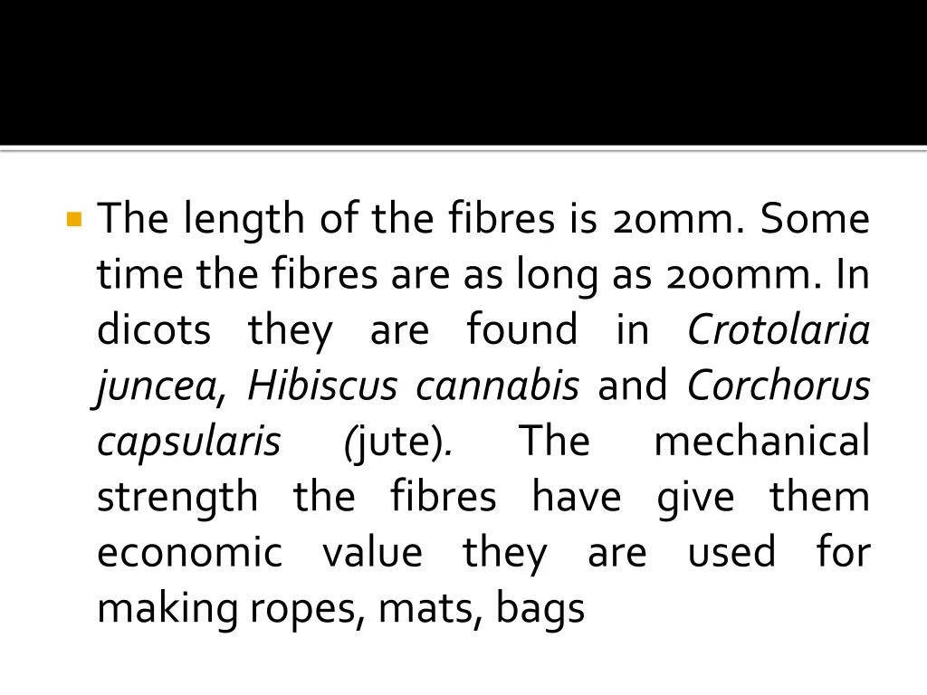 the length of the fibres is 20mm some time