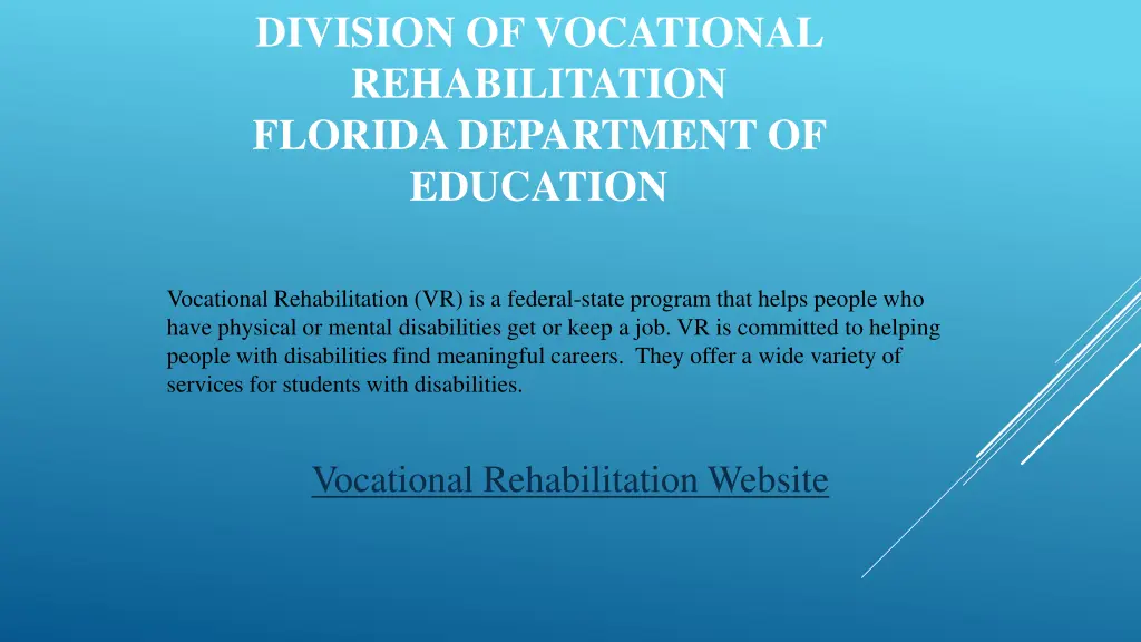 division of vocational rehabilitation florida