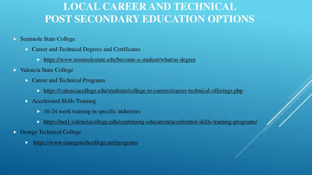 local career and technical post secondary