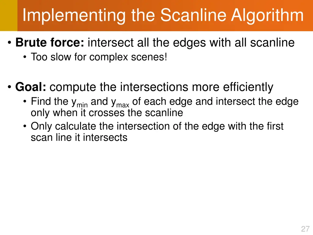 implementing the scanline algorithm