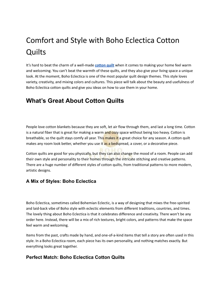 comfort and style with boho eclectica cotton