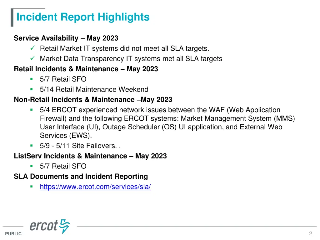 incident report highlights