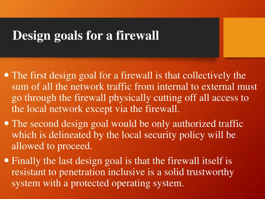 design goals for a firewall