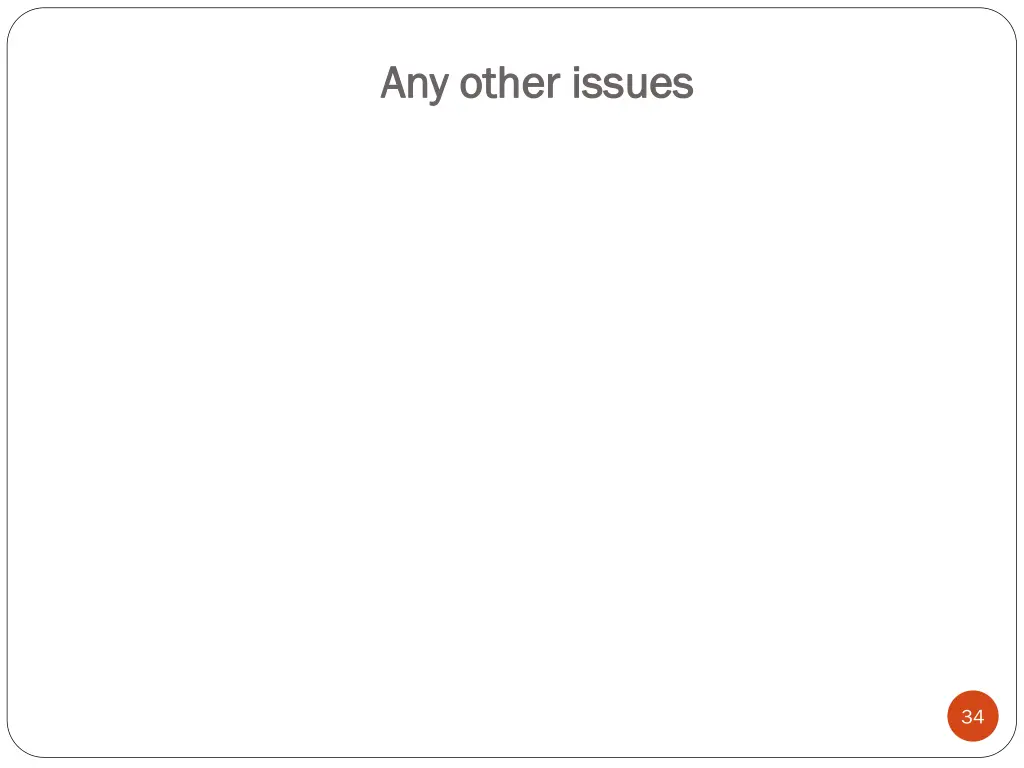 any other issues any other issues