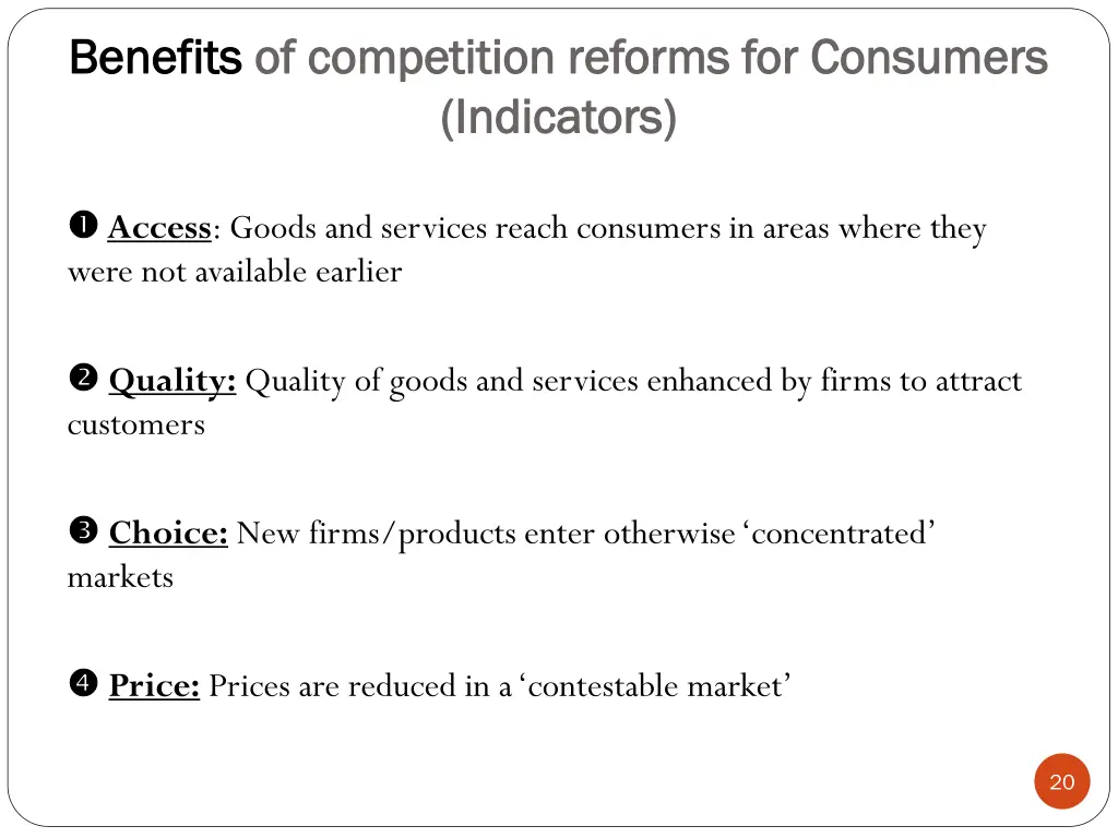 benefits benefits of competition reforms