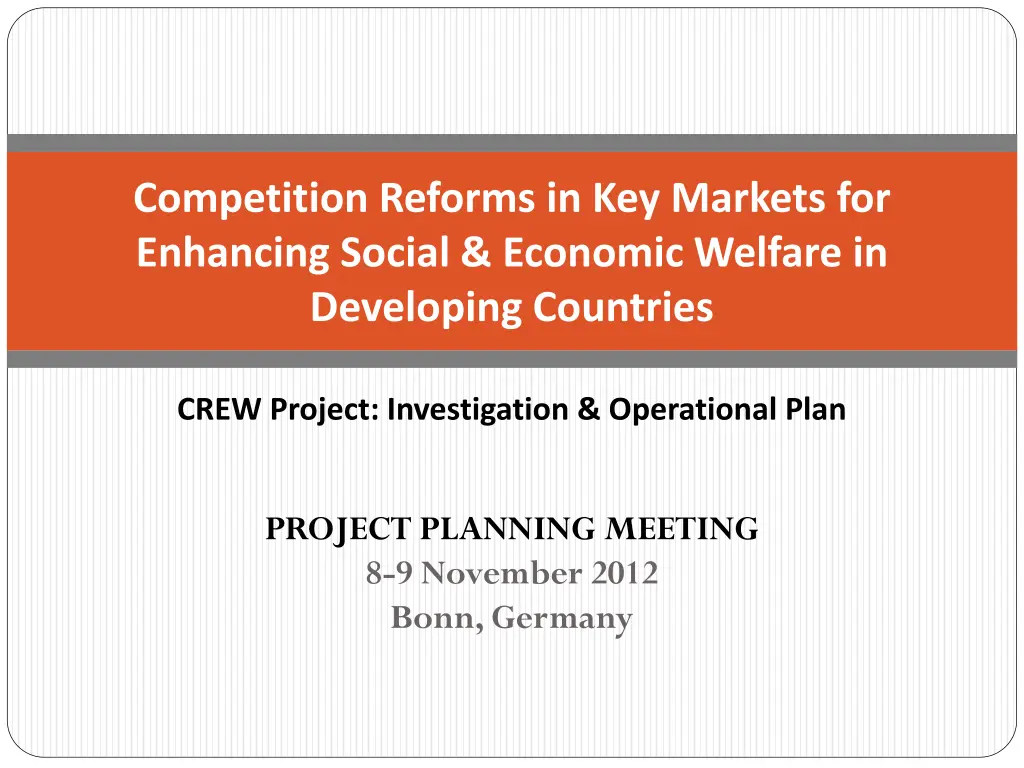 competition reforms in key markets for enhancing