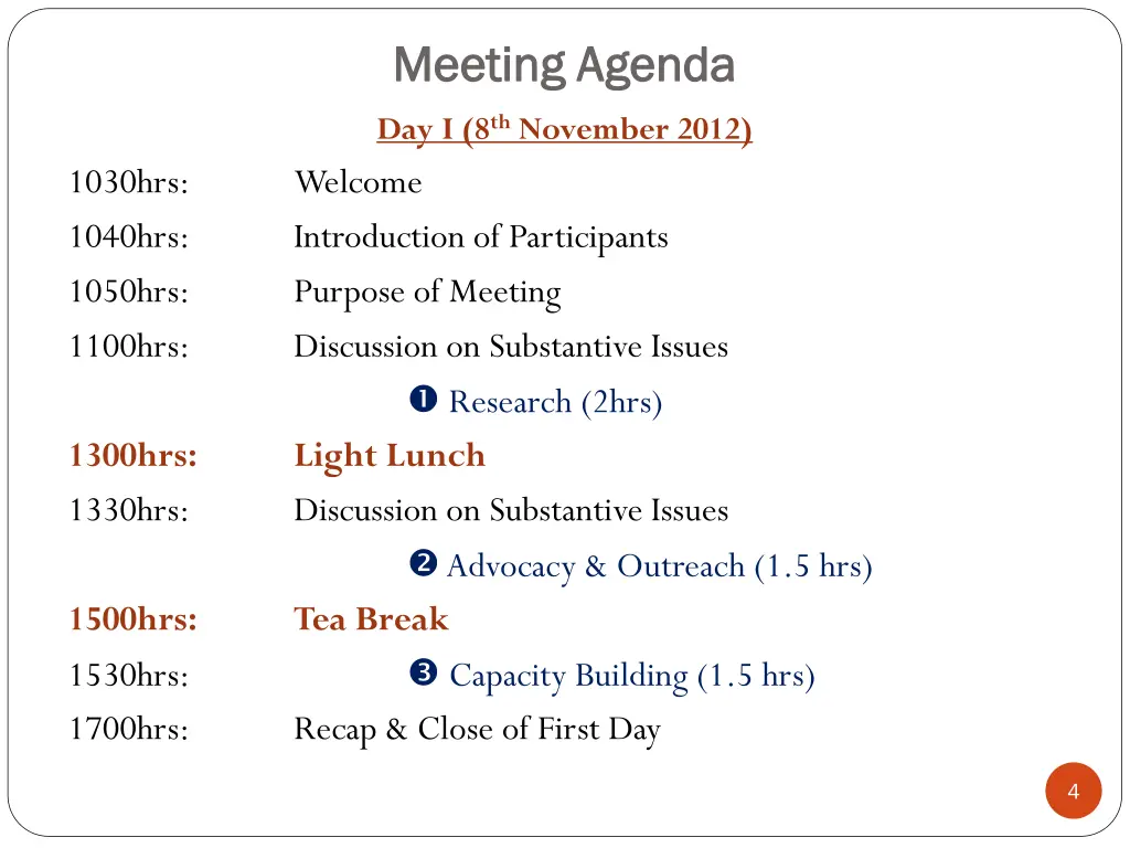 meeting agenda meeting agenda