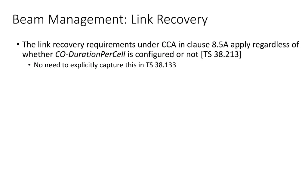 beam management link recovery