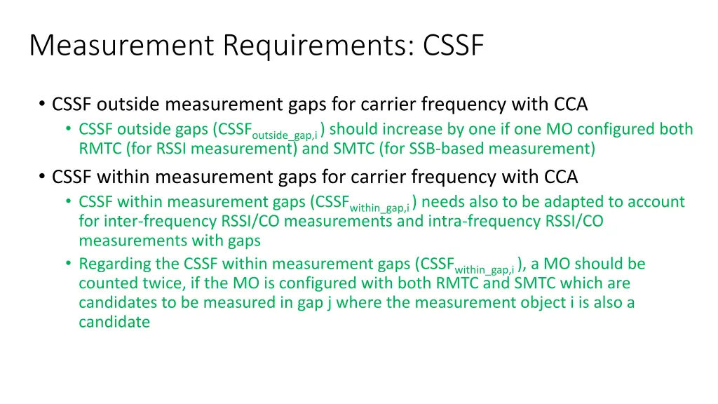 measurement requirements cssf