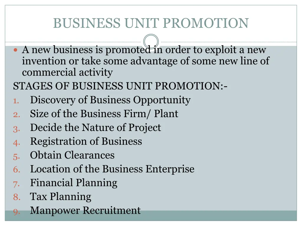 business unit promotion
