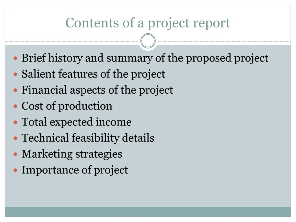 contents of a project report