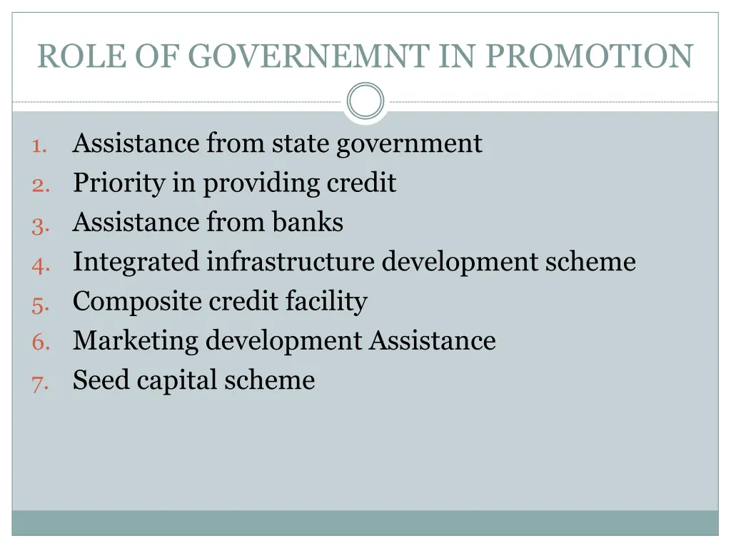 role of governemnt in promotion