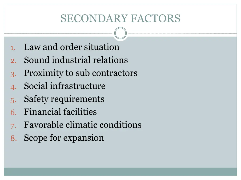 secondary factors