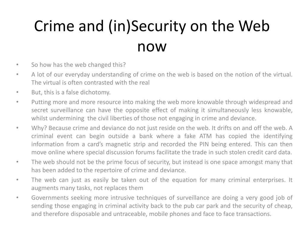 crime and in security on the web now