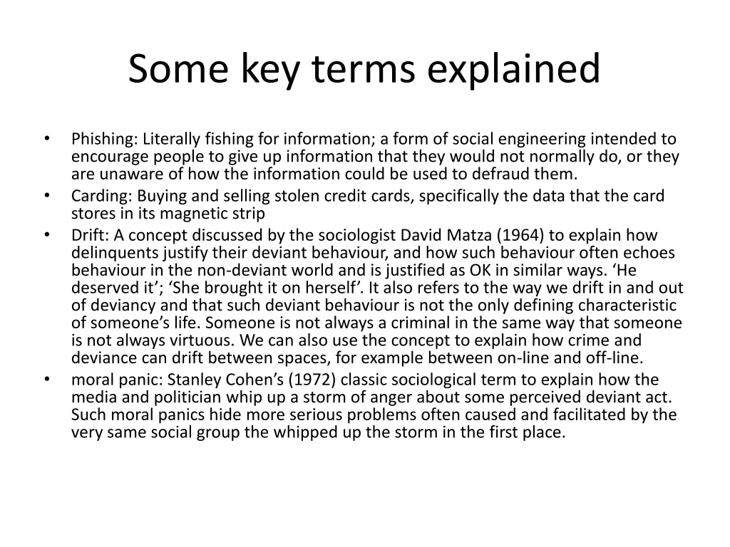 some key terms explained