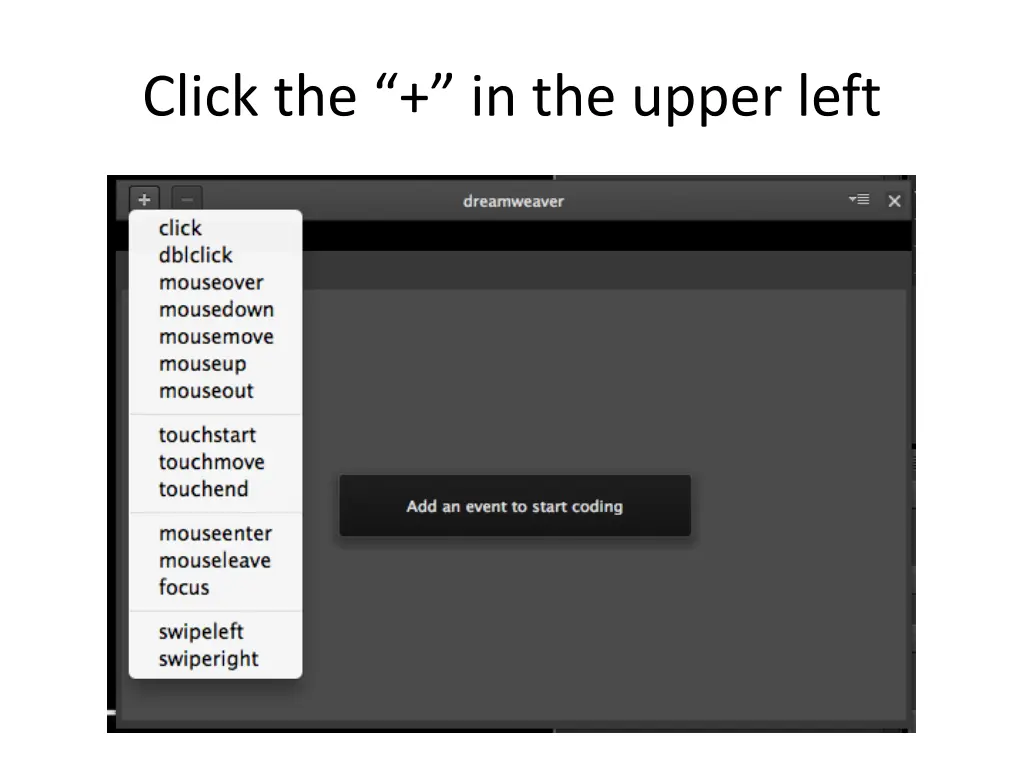 click the in the upper left