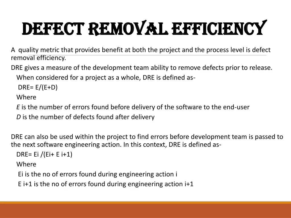 defect removal efficiency defect removal
