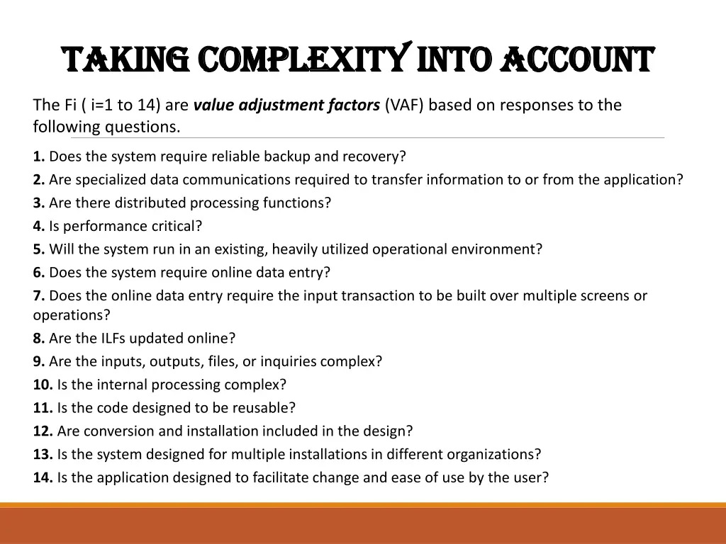 taking complexity into account taking complexity