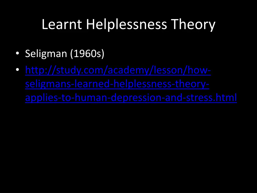 learnt helplessness theory