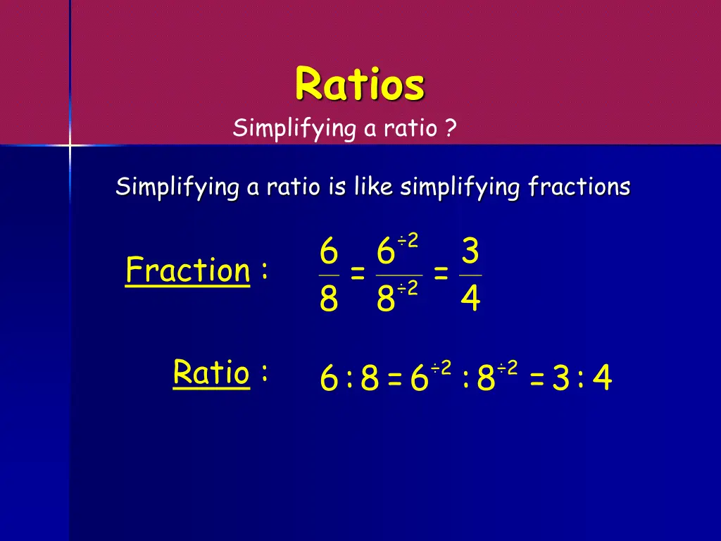 ratios simplifying a ratio