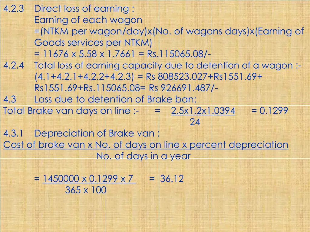 4 2 3 direct loss of earning earning of each