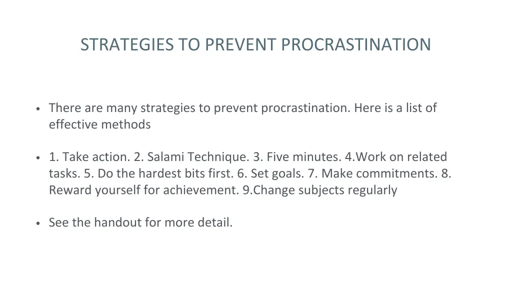 strategies to prevent procrastination
