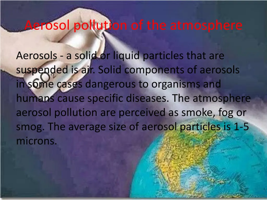 aerosol pollution of the atmosphere
