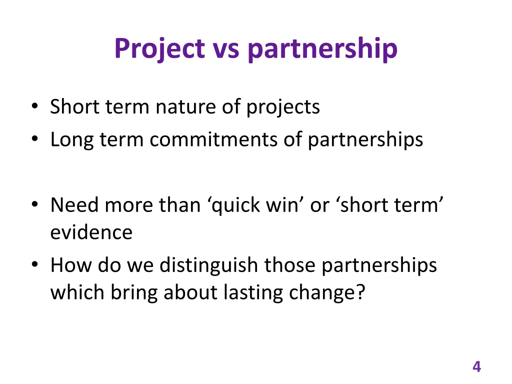 project vs partnership