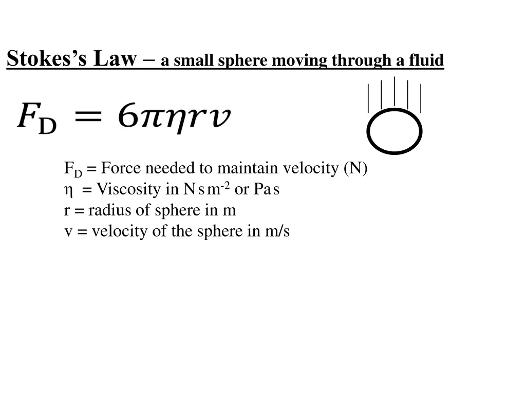 stokes s law a small sphere moving through a fluid