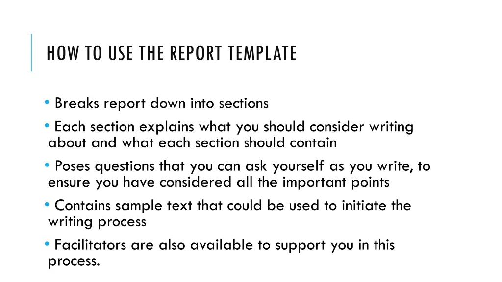 how to use the report template