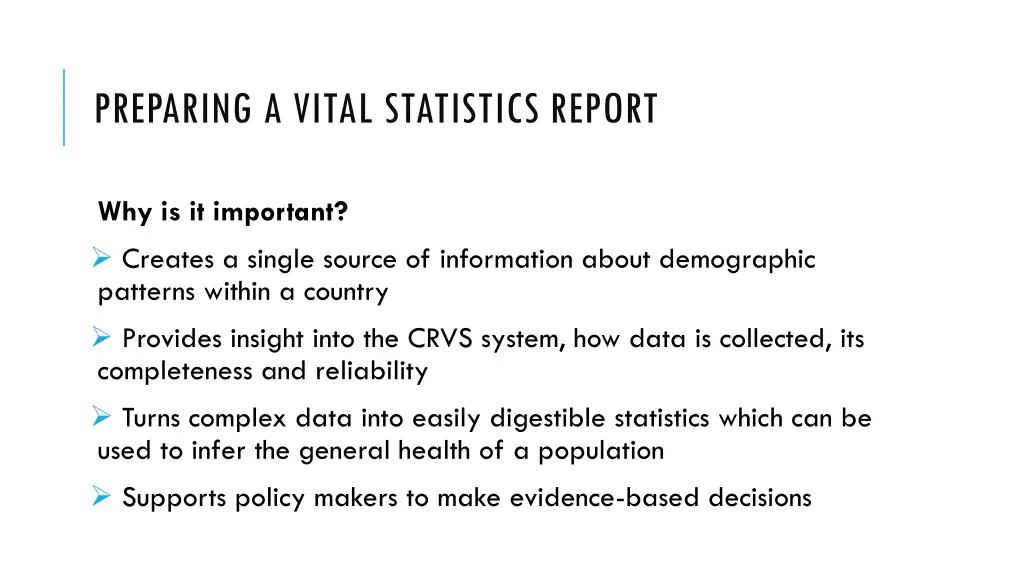 preparing a vital statistics report