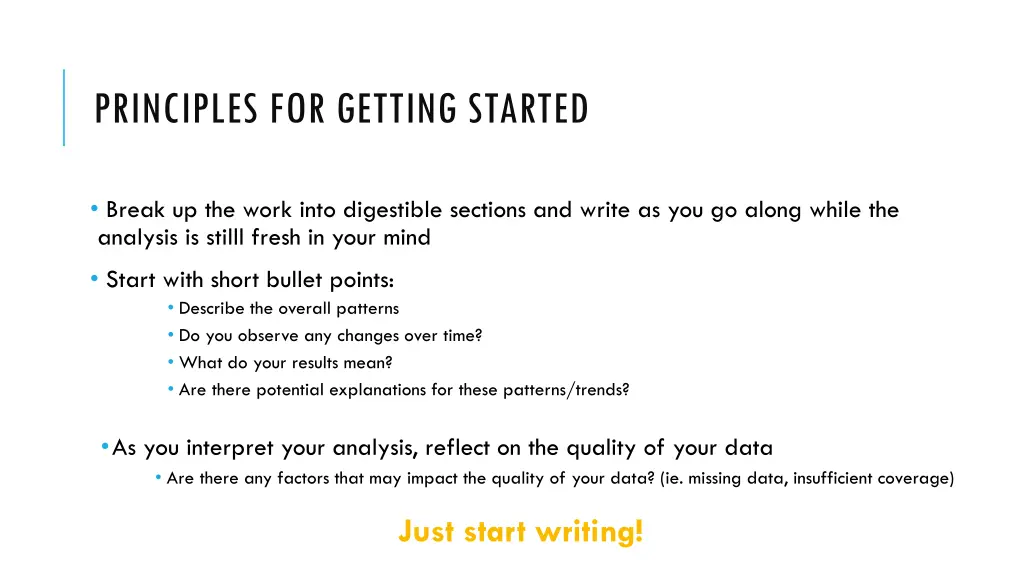 principles for getting started