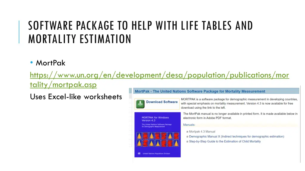 software package to help with life tables