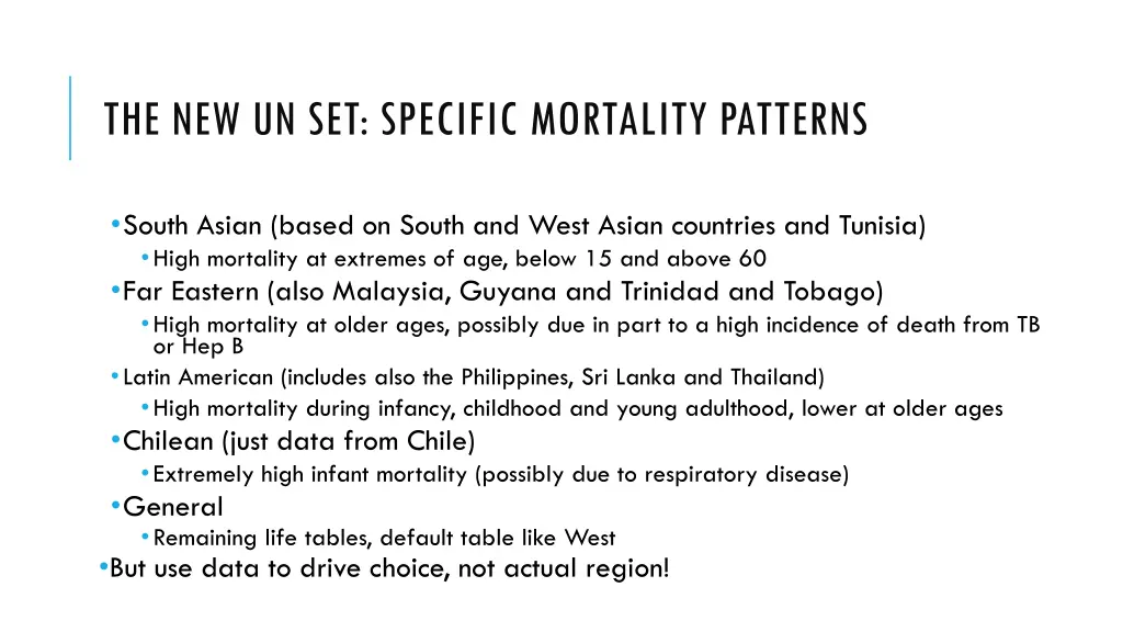 the new un set specific mortality patterns