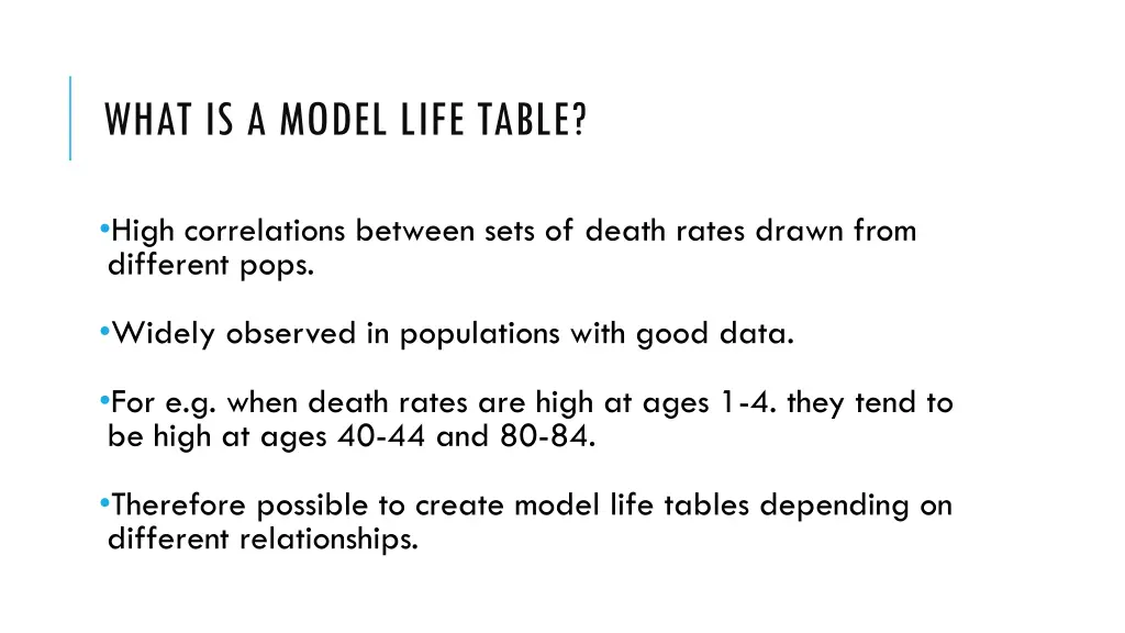 what is a model life table