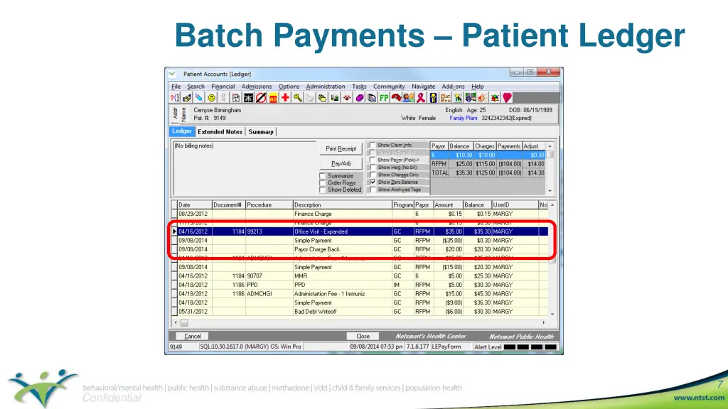 batch payments patient ledger