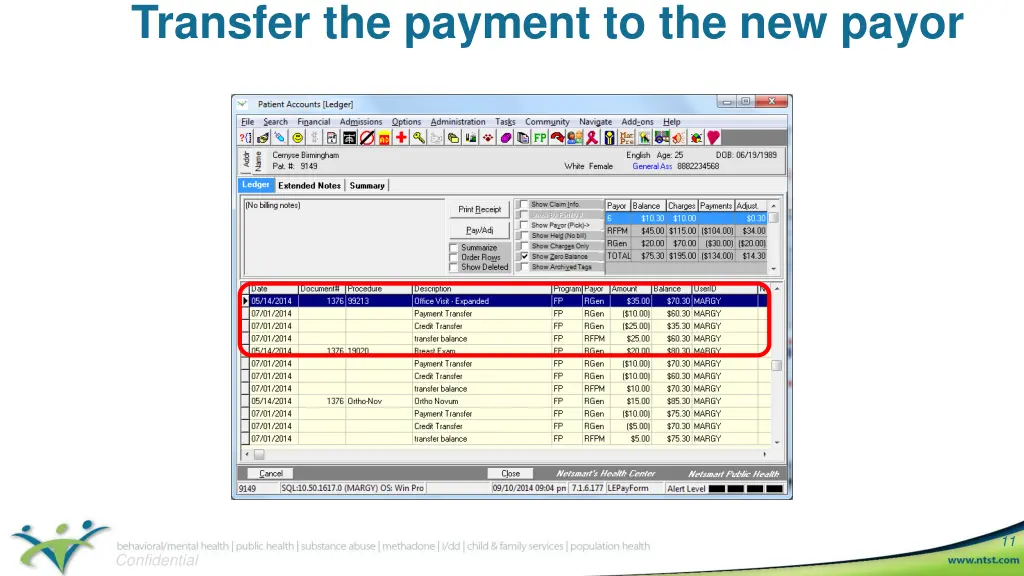 transfer the payment to the new payor