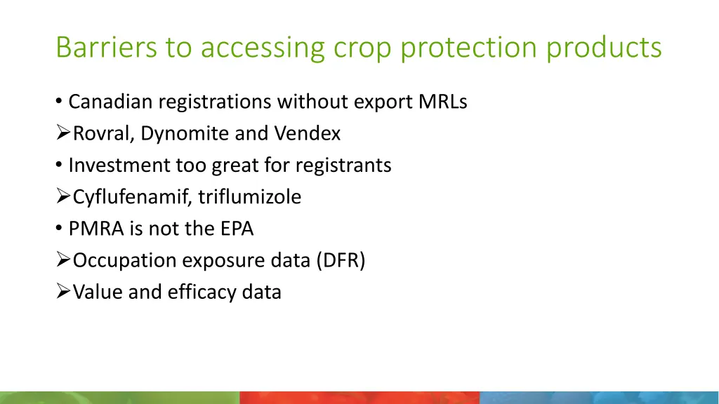 barriers to accessing crop protection products